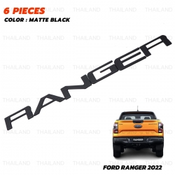 Logo โลโก้ติดท้าย โลโก้ติดฝากระบะท้าย "RANGER" 6 ชิ้น สีดำด้าน สำหรับ Ford Ranger XLT XLS Hi-Rider Wildtrak ปี 2022-2023